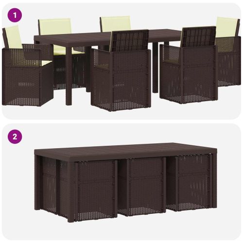 Комплект за хранене в градината 7 pcs Кафяво и кремаво ПП