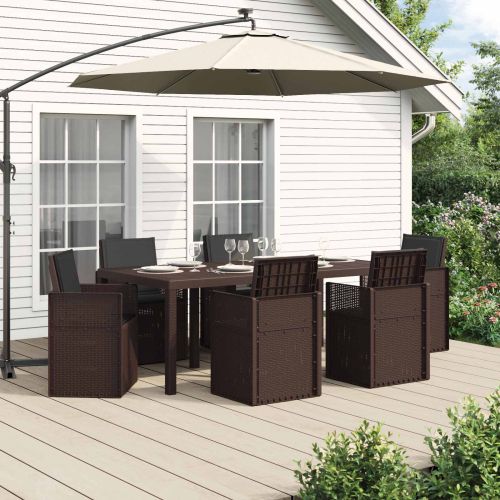 Комплект за хранене в градината 7 pcs Кафяво и антрацит ПП