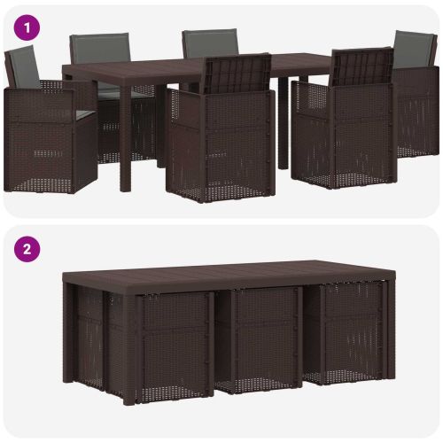 Комплект за хранене в градината 7 pcs Кафяво и антрацит ПП