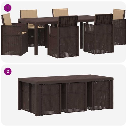 Комплект за хранене в градината 7 pcs Кафяво и таупе ПП