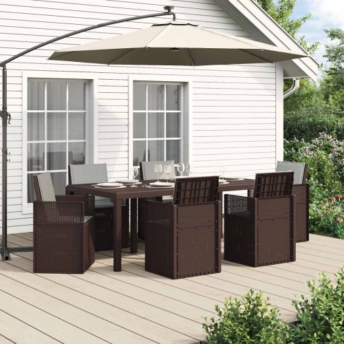 Комплект за хранене в градината 7 pcs Кафяво и светлосиво ПП