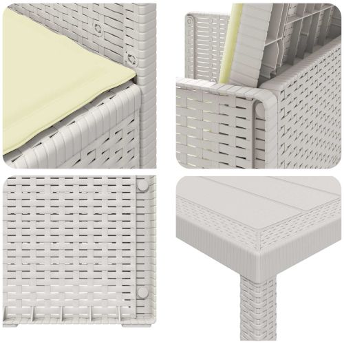 Комплект за хранене в градината 7 pcs Бяло и кремаво ПП