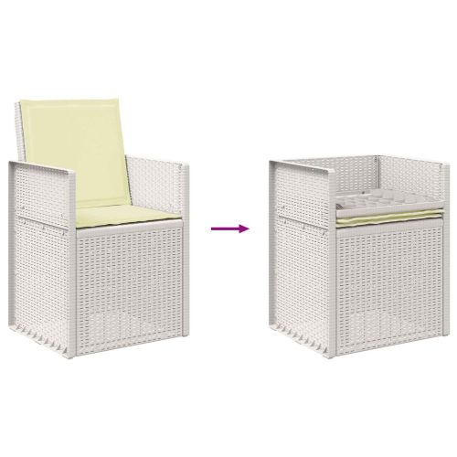 Комплект за хранене в градината 7 pcs Бяло и кремаво ПП