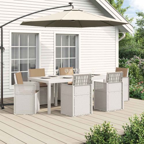 Комплект за хранене в градината 7 pcs Бяло и таупе ПП