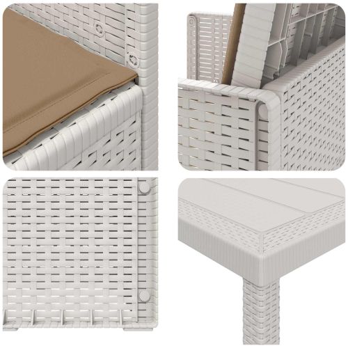 Комплект за хранене в градината 7 pcs Бяло и таупе ПП