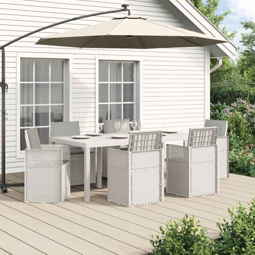 Комплект за хранене в градината 7 pcs Бяло и светлосиво ПП