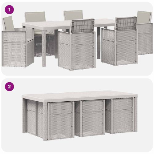 Комплект за хранене в градината 7 pcs Бяло и светлосиво ПП