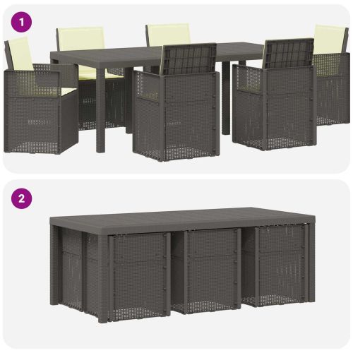 Комплект за хранене в градината 7 pcs Светло сиво и Кремаво ПП