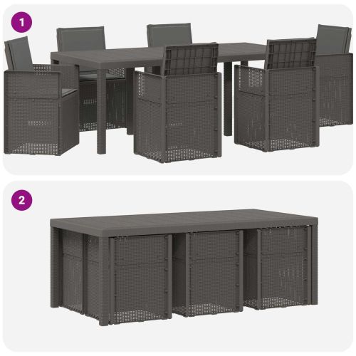 Комплект за хранене в градината 7 pcs Светлосиво и антрацит ПП