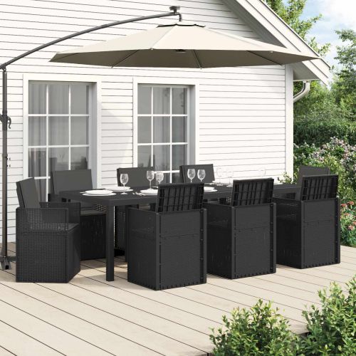 Комплект за хранене в градината с възглавница 9 pcs Антрацит ПП