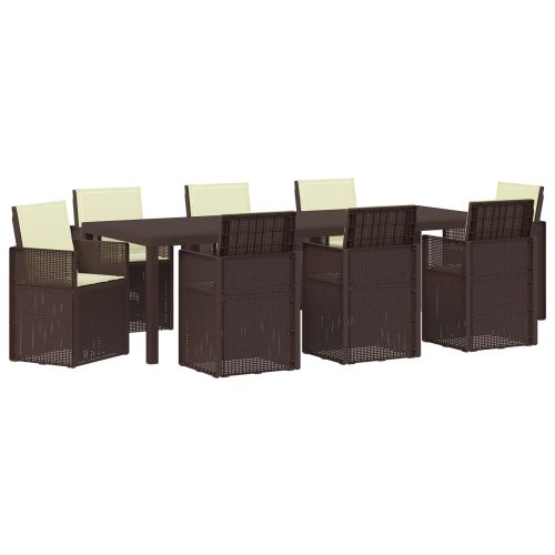 Комплект за хранене в градината 9 pcs Кафяво и кремаво ПП