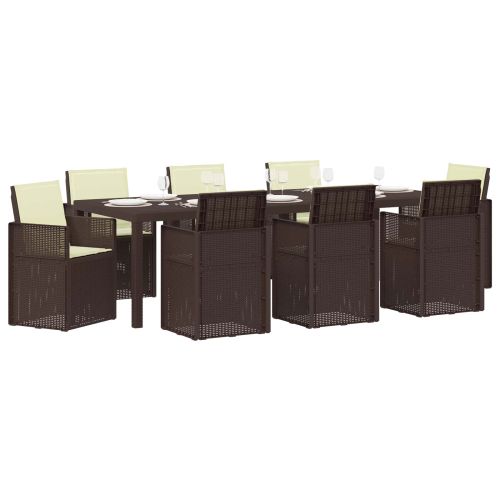 Комплект за хранене в градината 9 pcs Кафяво и кремаво ПП