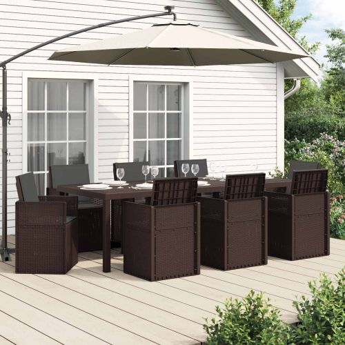 Комплект за хранене в градината 9 pcs Кафяво и антрацит ПП