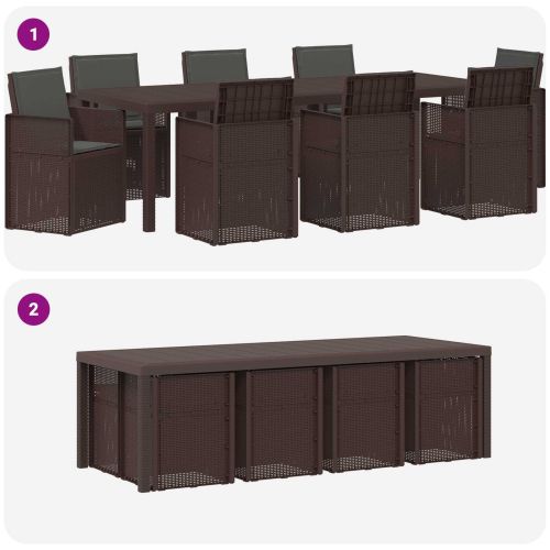 Комплект за хранене в градината 9 pcs Кафяво и антрацит ПП