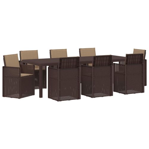 Комплект за хранене в градината 9 pcs Кафяво и таупе ПП