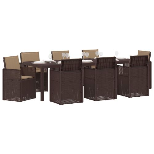 Комплект за хранене в градината 9 pcs Кафяво и таупе ПП