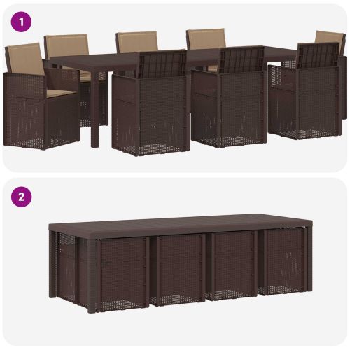 Комплект за хранене в градината 9 pcs Кафяво и таупе ПП