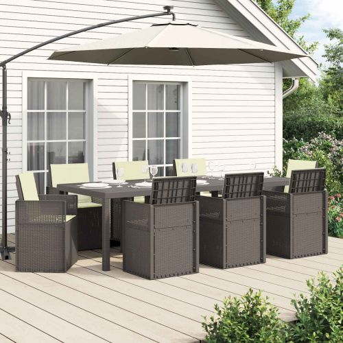 Комплект за хранене в градината 9 pcs Светло сиво и Кремаво ПП