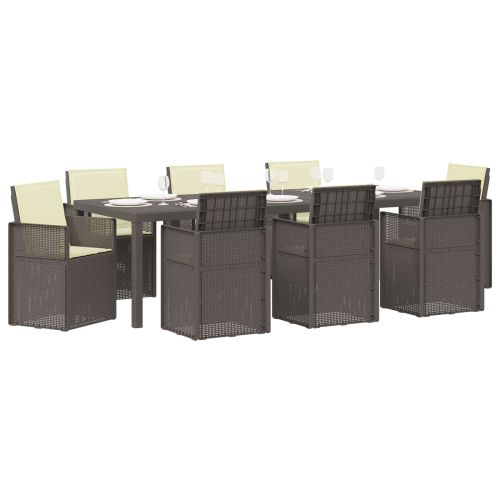 Комплект за хранене в градината 9 pcs Светло сиво и Кремаво ПП