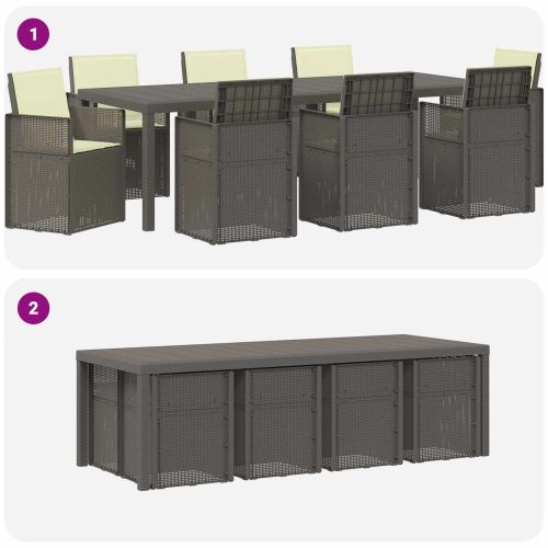 Комплект за хранене в градината 9 pcs Светло сиво и Кремаво ПП