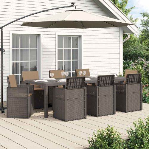 Комплект за хранене в градината 9 pcs Светлосиво и Таупе ПП