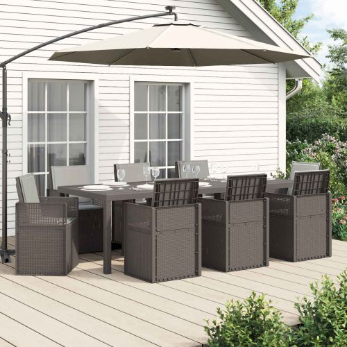 Комплект за хранене в градината 9 pcs Светлосиво ПП