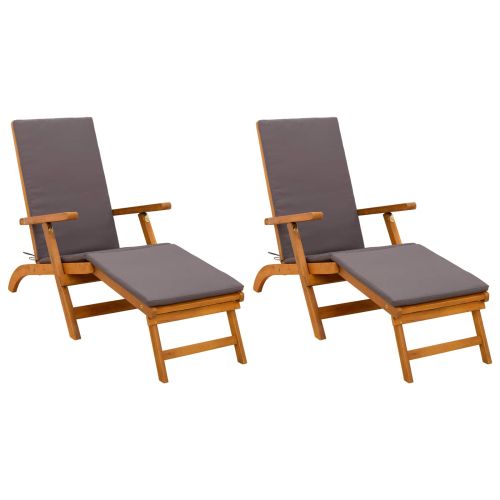 Сгъваем и reclining шезлонг 2 pcs Сиво 55 x 146 x 91 см