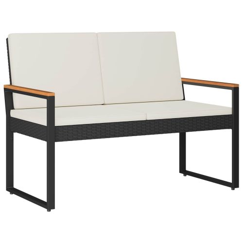 Комплект за външни мебели 4 pcs Черно и кремаво бяло полиратан