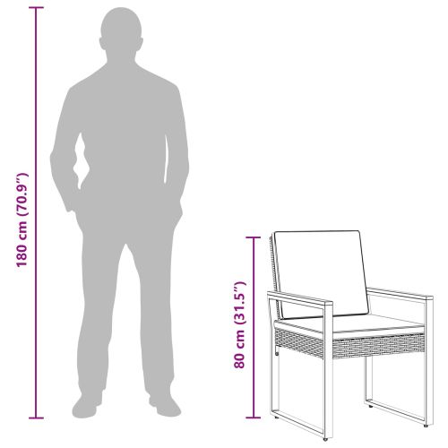 Комплект за външни мебели 3 pcs Сив и тъмен сив полиратан