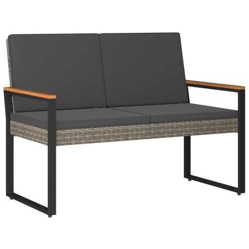 Външна пейка Сив и тъмен сив 107 x 61 x 80 см полиратан