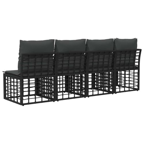 Диван за градина с 4 места и лява ръка 4 pcs 4-Брой места Черно