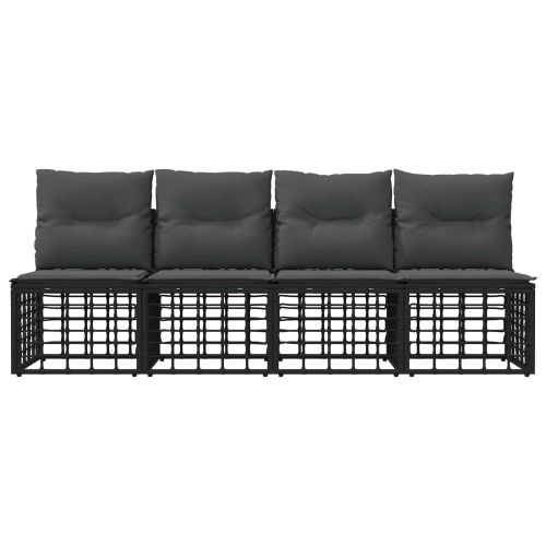 4-местен градински диван без ръкави 4 pcs 4-Брой места Черно