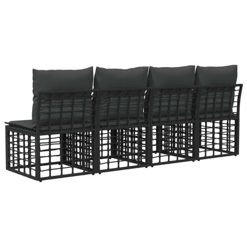 4-местен градински диван без ръкави 4 pcs 4-Брой места Черно