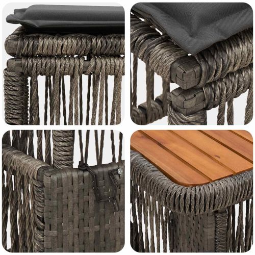 Комплект за хранене в градината 3 pcs Сив и тъмен сив полиратан