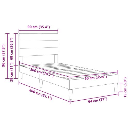 Рамка за легло с таблото Таупе 90 x 200 cm Текстил