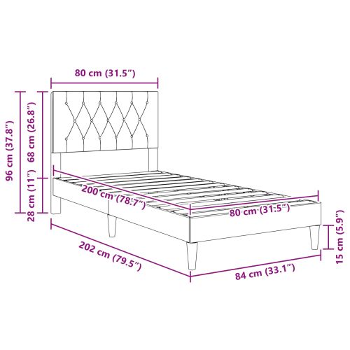 Рамка за легло с таблото Черно 80 x 200 cm Кадифе