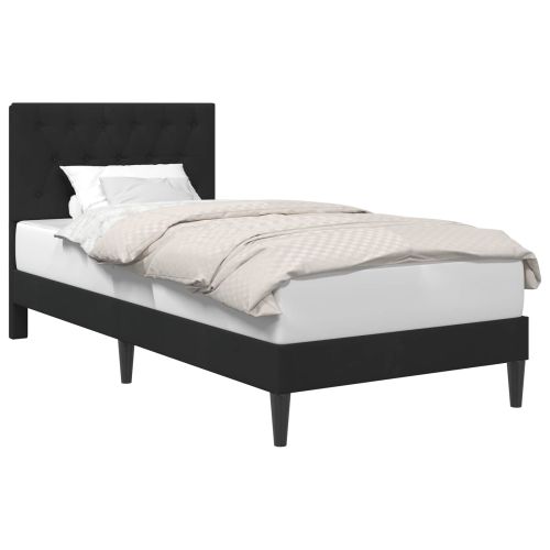 Рамка за легло с таблото Черно 90 x 200 cm Кадифе