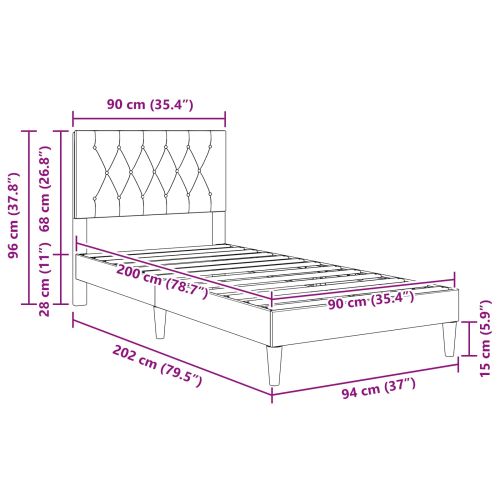 Рамка за легло с таблото Синьо 90 x 200 cm Кадифе