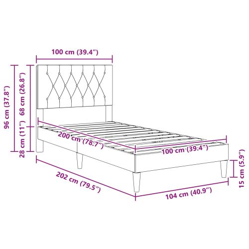 Рамка за легло с таблото Тъмнозелено 100 x 200 cm Кадифе