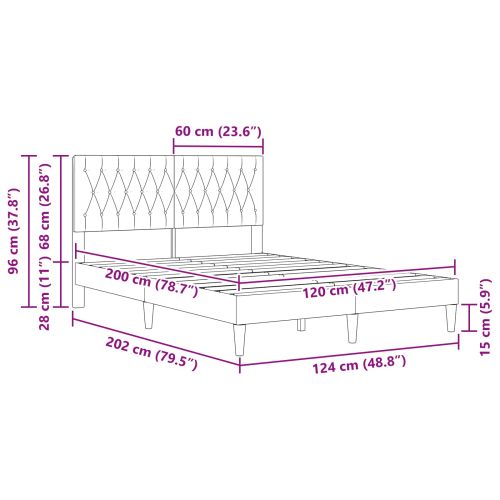 Рамка за легло с таблото Черно 120 x 200 cm Кадифе