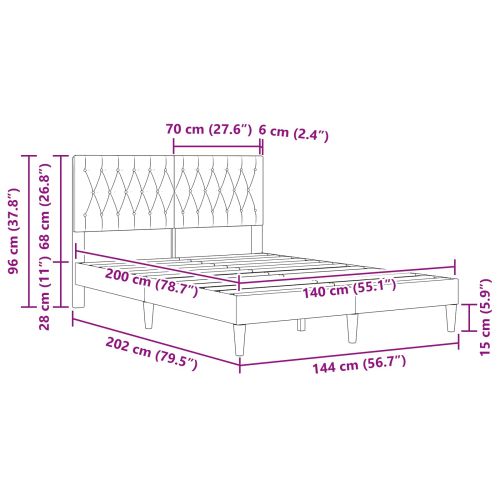 Рамка за легло с таблото Тъмнозелено 140 x 200 cm Кадифе