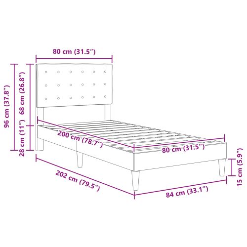 Рамка за легло с таблото Тъмнозелено 80 x 200 cm Текстил