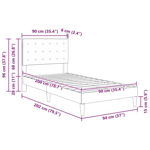 Рамка за легло с таблото Тъмнозелено 90 x 200 cm Текстил