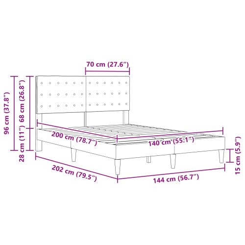 Рамка за легло с таблото Тъмнозелено 140 x 200 cm Текстил