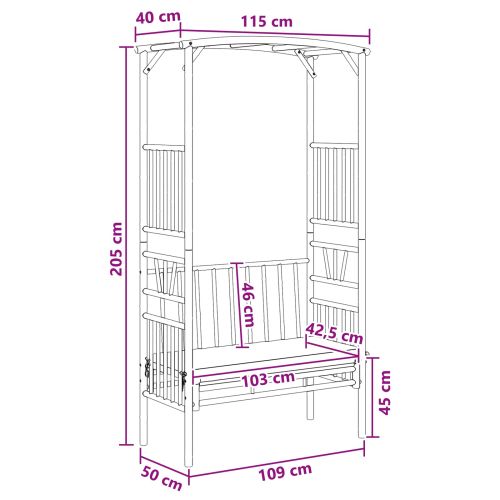 Градинска арка с пейка Естествен 115 x 50 x 205 см Бамбук