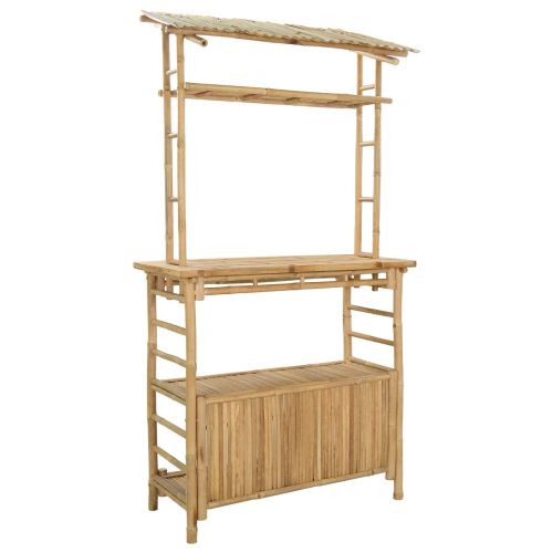 Външна бар маса с рафт Естествен 110 x 50 x 210 см Бамбук