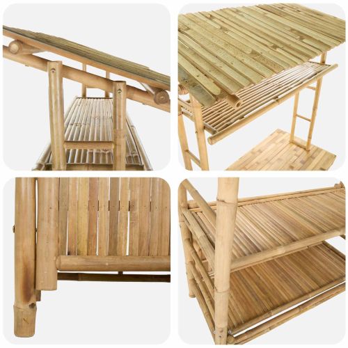 Външна бар маса с рафт Естествен 110 x 50 x 210 см Бамбук