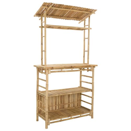 Външна бар маса с рафт Естествен 110 x 50 x 210 см Бамбук
