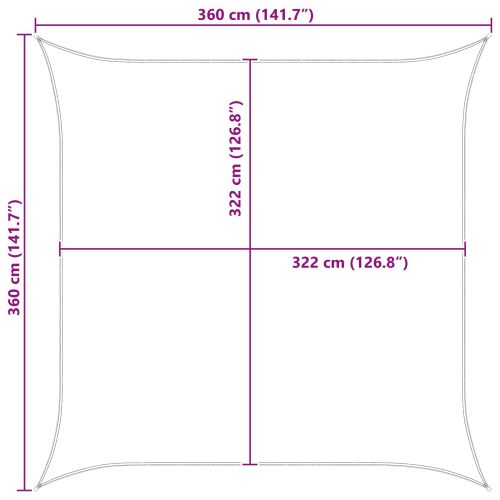 Слънчево платно за сянка Светлосив и бял 3,6 x 3,6 m