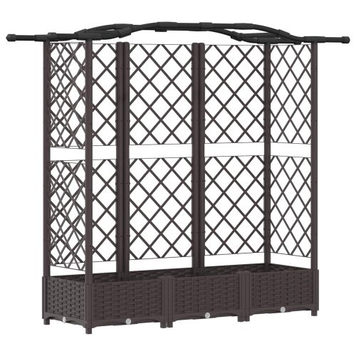 Повдигнато легло с решетка и покривка Кафяво 163 x 40 x 126 см